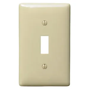 HUBBELL WIRING DEVICE-KELLEMS NPJ1I Wallplate, Nylon, Mid-Sized, 1-Gang, 1 Toggle, Ivory | AB2GTX 1LYC6