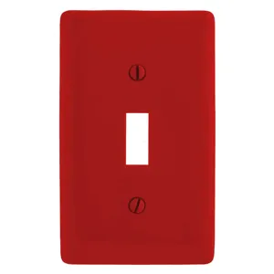 HUBBELL WIRING DEVICE-KELLEMS NP1R Wallplate, Nylon, 1-Gang, 1 Toggle, Red | AB2GME 1LXT5