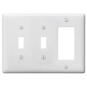 HUBBELL WIRING DEVICE-KELLEMS NP226W Wallplate, Nylon, 3-Gang, 2 Toggle, 1 Decorator, White | BC8TGA