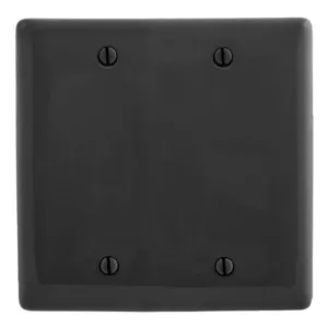 HUBBELL WIRING DEVICE-KELLEMS NP23BK Wall Plate, Wallplate, Nylon, 2-Gang, Two Blank, Box Mount, Black | BD3VAV