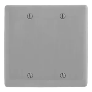 HUBBELL WIRING DEVICE-KELLEMS NP23GY Wall Plate, Wallplate, Nylon, 2-Gang, Two Blank, Box Mount, Gray | BC8RDK