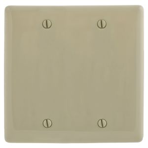 HUBBELL WIRING DEVICE-KELLEMS NP23I Wall Plate, Wallplate, Nylon, 2-Gang, Two Blank, Box Mount, Ivory | BC8TGB