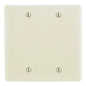 HUBBELL WIRING DEVICE-KELLEMS NP23LA Wall Plate, Wallplate, Nylon, 2-Gang, Two Blank, Box Mount, Light Almond | BC9DLZ