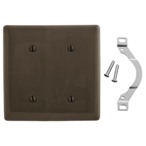HUBBELL WIRING DEVICE-KELLEMS NP24 Wallplate, Nylon, 2-Gang, 2 Blank, Strap Mount, Brown | AB2GMH 1LXT8