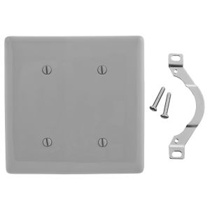 HUBBELL WIRING DEVICE-KELLEMS NP24GY Wallplate, Nylon, 2-Gang, 2 Blank, Strap Mount, Gray | AB2GMJ 1LXT9