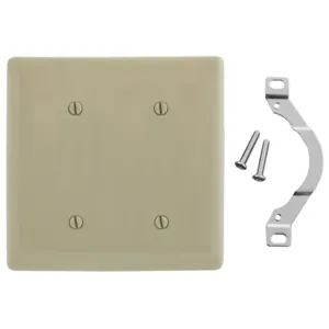 HUBBELL WIRING DEVICE-KELLEMS NP24I Wallplate, Nylon, 2-Gang, 2 Blank, Strap Mount, Ivory | AB2GMK 1LXU1