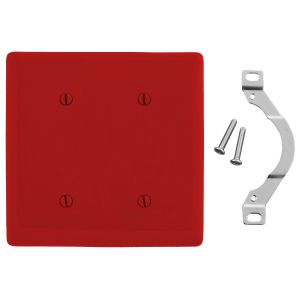 HUBBELL WIRING DEVICE-KELLEMS NP24R Wallplate, Nylon, 2-Gang, 2 Blank, Strap Mount, Red | AC3ZLN 2XVD7
