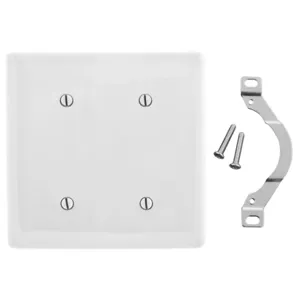 HUBBELL WIRING DEVICE-KELLEMS NP24W Wallplate, Nylon, 2-Gang, 2 Blank, Strap Mount, White | AB2GML 1LXU2