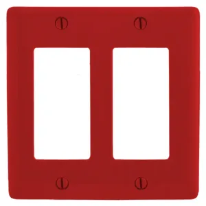 HUBBELL WIRING DEVICE-KELLEMS NPJ262R Wallplate, Nylon, Mid-Sized, 2-Gang, 2 Decorator, Red | AC3ZLX 2XVE6