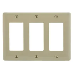 HUBBELL WIRING DEVICE-KELLEMS NP263I Wallplate, Nylon, 3-Gang, 3 Decorator, Ivory | AB2GMY 1LXW4