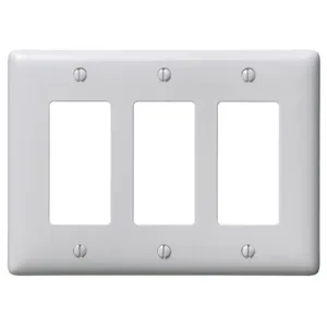 HUBBELL WIRING DEVICE-KELLEMS NPJ263OW Wallplate, M-Size, 3 Gang, 3 Rectangular Opening, Office White | CE6RWL