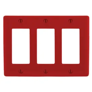 HUBBELL WIRING DEVICE-KELLEMS NPJ263R Wallplate, M-Size, 3 Gang, 3 Rectangular Opening, Red | CE6RWM