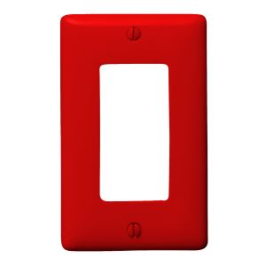 HUBBELL WIRING DEVICE-KELLEMS NPJ26R Wallplate, Nylon, Mid-Sized, 1-Gang, 1 Decorator, Red | AB2GUD 1LYD3