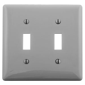 HUBBELL WIRING DEVICE-KELLEMS NP2GY Wallplate, Nylon, 2-Gang, 2 Toggle, Gray | AB2GNH 1LXY4