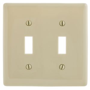 HUBBELL WIRING DEVICE-KELLEMS NP2I Wallplate, Nylon, 2-Gang, 2 Toggle, Ivory | AB2GNJ 1LXY5