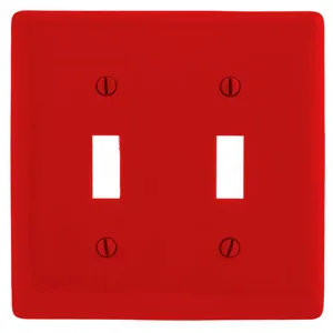 HUBBELL WIRING DEVICE-KELLEMS NP2R Wallplate, Nylon, 2-Gang, 2 Toggle, Red | AB2GNK 1LXY6