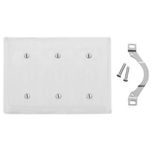 HUBBELL WIRING DEVICE-KELLEMS NP34W Wallplate, Nylon, 3-Gang, Strap Mounted Blank, White | BD2CCA