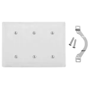 HUBBELL WIRING DEVICE-KELLEMS NP34W Wallplate, Nylon, 3-Gang, Strap Mounted Blank, White | BD2CCA