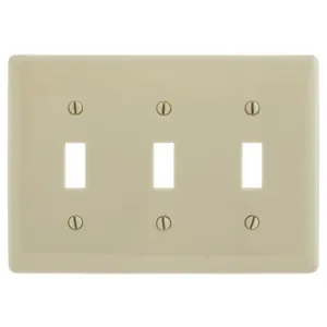 HUBBELL WIRING DEVICE-KELLEMS NP3I Wallplate, Nylon, 3-Gang, 3 Toggle, Ivory | AB2GNN 1LXY9