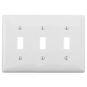 HUBBELL WIRING DEVICE-KELLEMS NP3W Wallplate, Nylon, 3-Gang, 3 Toggle, White | AB2GNP 1LXZ1