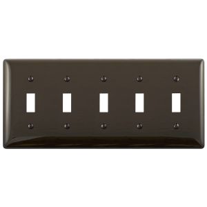 HUBBELL WIRING DEVICE-KELLEMS NP5 Wallplate, Nylon, 5-Gang, 5 Toggle, Brown | AC3ZKM 2XUZ9