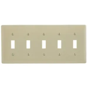 HUBBELL WIRING DEVICE-KELLEMS NP5I Wallplate, Nylon, 5-Gang, 5 Toggle, Ivory | AC3ZLH 2XVD2