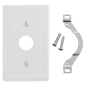HUBBELL WIRING DEVICE-KELLEMS NP730W Wallplate, Nylon, 1-Gang, 0.625 Inch Opening, Strap Mounted, White | BD4DQR