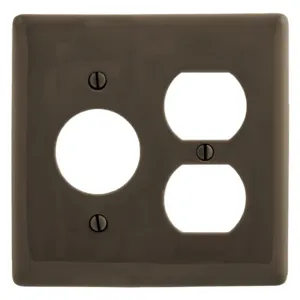 HUBBELL WIRING DEVICE-KELLEMS NP78 Wallplate, Nylon, 2-Gang, Duplex, 10.406 Inch Opening, Brown | BD2AVD