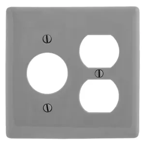 HUBBELL WIRING DEVICE-KELLEMS NP78GY Wallplate, Nylon, 2-Gang, Duplex, 10.406 Inch Opening, Gray | BC8ULJ