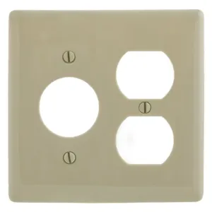 HUBBELL WIRING DEVICE-KELLEMS NP78I Wallplate, Nylon, 2-Gang, 1 Duplex, 1 1.40 Inch Opening, Ivory | BD4MNF