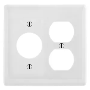 HUBBELL WIRING DEVICE-KELLEMS NP78W Wallplate, Nylon, 2-Gang, 1 Duplex, 1 1.40 Inch Opening, White | BC9NVP