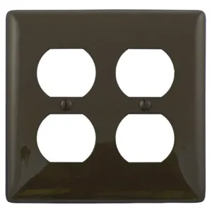 HUBBELL WIRING DEVICE-KELLEMS NP82 Wallplate, Nylon, 2-Gang, 2 Duplex, Brown | AB2GTD 1LYA7