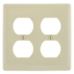 HUBBELL WIRING DEVICE-KELLEMS NP82LA Wallplate, Nylon, 2-Gang, 2 Duplex, Light Almond | BD2GWW