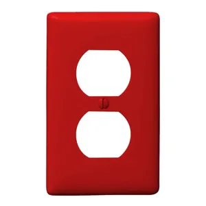 HUBBELL WIRING DEVICE-KELLEMS NP8R Wallplate, Nylon, 1-Gang, 1 Duplex, Red | AB2GTP 1LYB8