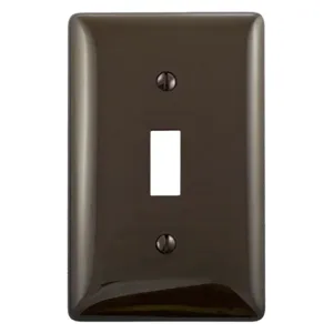 HUBBELL WIRING DEVICE-KELLEMS NPJ1 Wallplate, Nylon, Mid-Sized, 1-Gang, 1 Toggle, Brown | AB2GTR 1LYC1