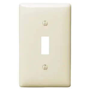 HUBBELL WIRING DEVICE-KELLEMS NPJ1LA Wallplate, Nylon, Mid-Sized, 1-Gang, 1 Toggle, Light Almond | BC8BZZ