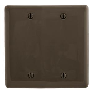 HUBBELL WIRING DEVICE-KELLEMS NP23 Wallplate, Nylon, 2-Gang, 2 Blank, Box Mount, Brown | BC9AWP