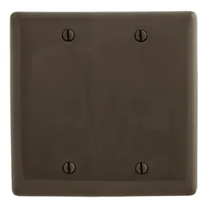 HUBBELL WIRING DEVICE-KELLEMS NP23 Wallplate, Nylon, 2-Gang, 2 Blank, Box Mount, Brown | BC9AWP