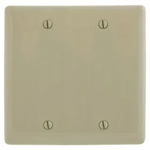 HUBBELL WIRING DEVICE-KELLEMS NPJ23I Wall Plate, Wallplate, Nylon, Mid-Sized, 2-Gang, Two Blank, Box Mount, Ivory | BC8QEF