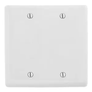 HUBBELL WIRING DEVICE-KELLEMS NPJ23W Wall Plate, Wallplate, Nylon, Mid-Sized, 2-Gang, Two Blank, Box Mount, White | BC8ZYP