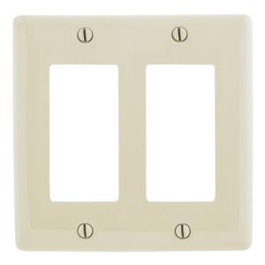 HUBBELL WIRING DEVICE-KELLEMS NP262LA Wallplate, Nylon, 2-Gang, 2 Decorator, Light Almond | BD2LPV