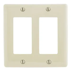 HUBBELL WIRING DEVICE-KELLEMS NPJ262LA Wallplate, Nylon, Mid-Sized, 2-Gang, 2 Decorator, Light Almond | BC8CWP