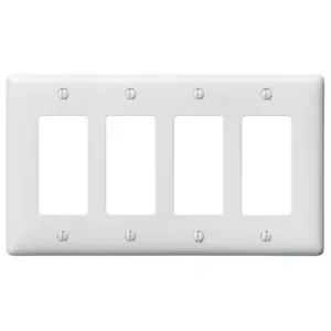 HUBBELL WIRING DEVICE-KELLEMS NP264W Wallplate, Nylon, 4-Gang, 4 Decorator, White | AC3ZLT 2XVE2