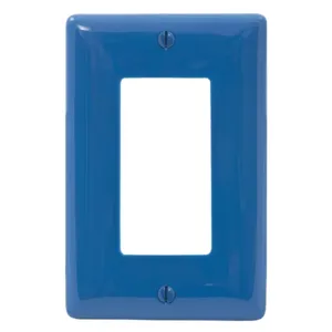 HUBBELL WIRING DEVICE-KELLEMS NPJ26BL Wallplate, Nylon, Mid-Sized, 1-Gang, 1 Decorator, Blue | BD4XGR