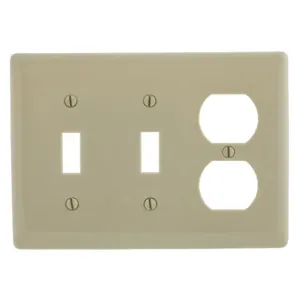 HUBBELL WIRING DEVICE-KELLEMS NP28I Wallplate, Nylon, 3-Gang, 2 Toggle, 1 Duplex, Ivory | BC9QDW