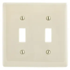 HUBBELL WIRING DEVICE-KELLEMS NPJ2LA Wallplate, Nylon, Mid-Sized, 2-Gang, 2 Toggle, Light Almond | BD3EVP