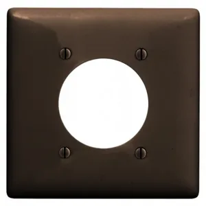 HUBBELL WIRING DEVICE-KELLEMS NPJ703 Wallplate, Nylon, Mid-Sized, 2-Gang, 2.15 Inch Opening, Brown | BC8DDG