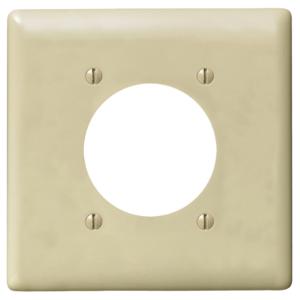 HUBBELL WIRING DEVICE-KELLEMS NPJ703I Wallplate, Nylon, Mid-Sized, 2-Gang, 2.15 Inch Opening, Ivory | BC8XPW