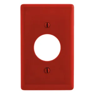 HUBBELL WIRING DEVICE-KELLEMS NPJ7R Wallplate, Nylon, Mid-Sized, 1-Gang, 1.40 Inch Opening, Red | BD2HQG