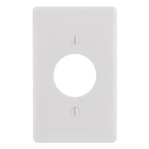 HUBBELL WIRING DEVICE-KELLEMS NPJ7W Wallplate, Nylon, Mid-Sized, 1-Gang, 1.40 Inch Opening, White | BC8JVZ